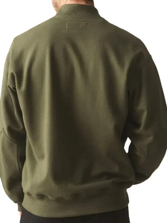 American Giant USA Made Bomber Jacket Mens Olive Green Full Zip LS Large NWOT - Picture 2 of 5